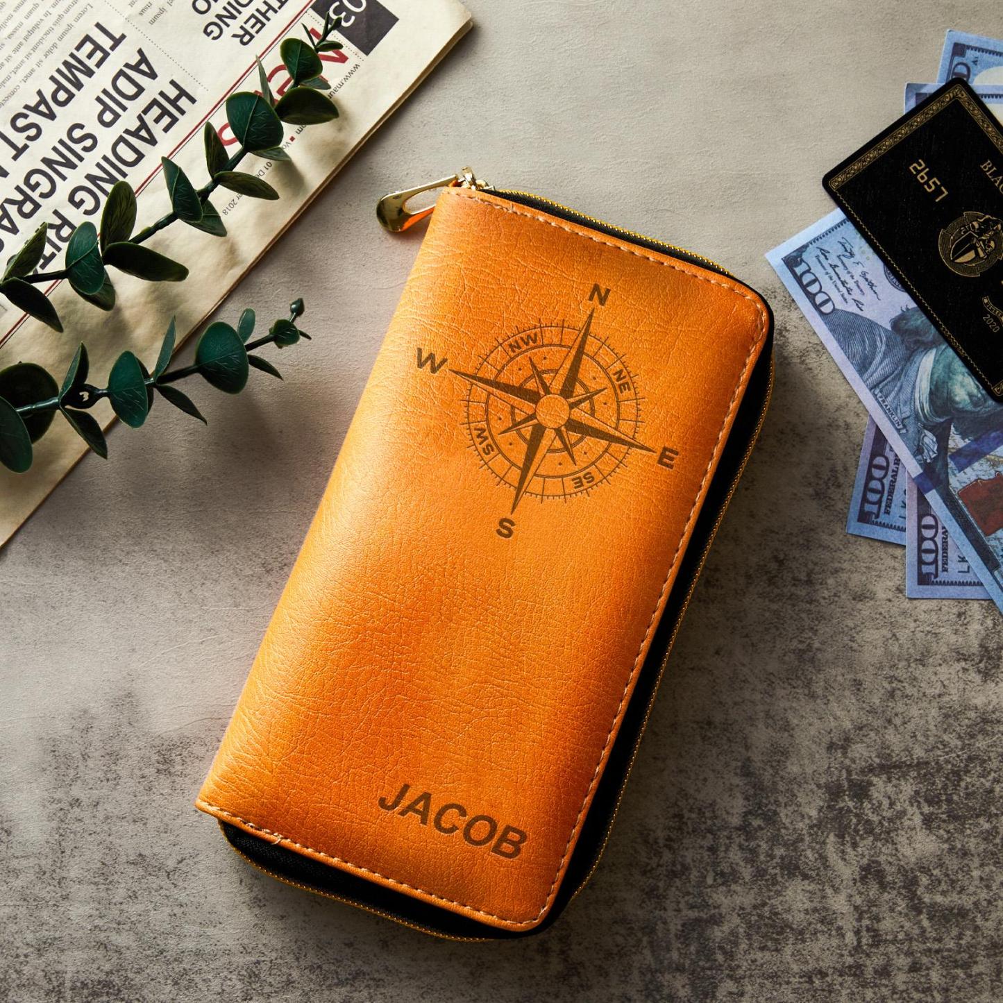 Custom Engraved Wallet Leather Passport Cover Travel Gifts for Man - myphotowalletau