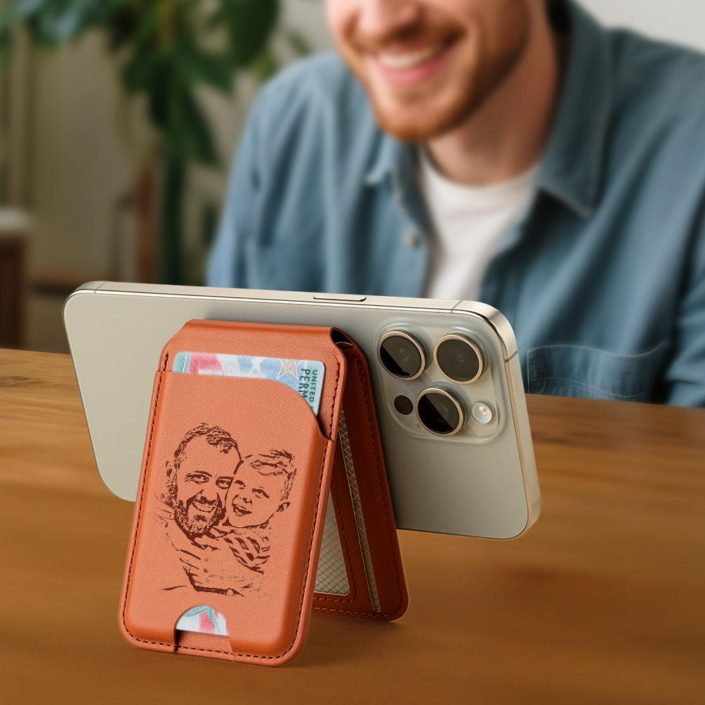 New Rotating Magnetic Wallet Stand – Multi-Card Holder with Secure Snap-On Design - 