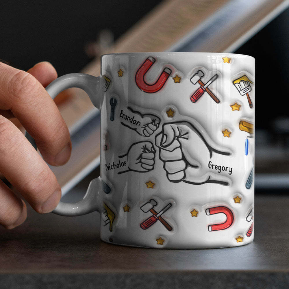 Personalized Custom 3D Inflated Effect Printed Mug Father's Day Gifts for Grandpa and Dad