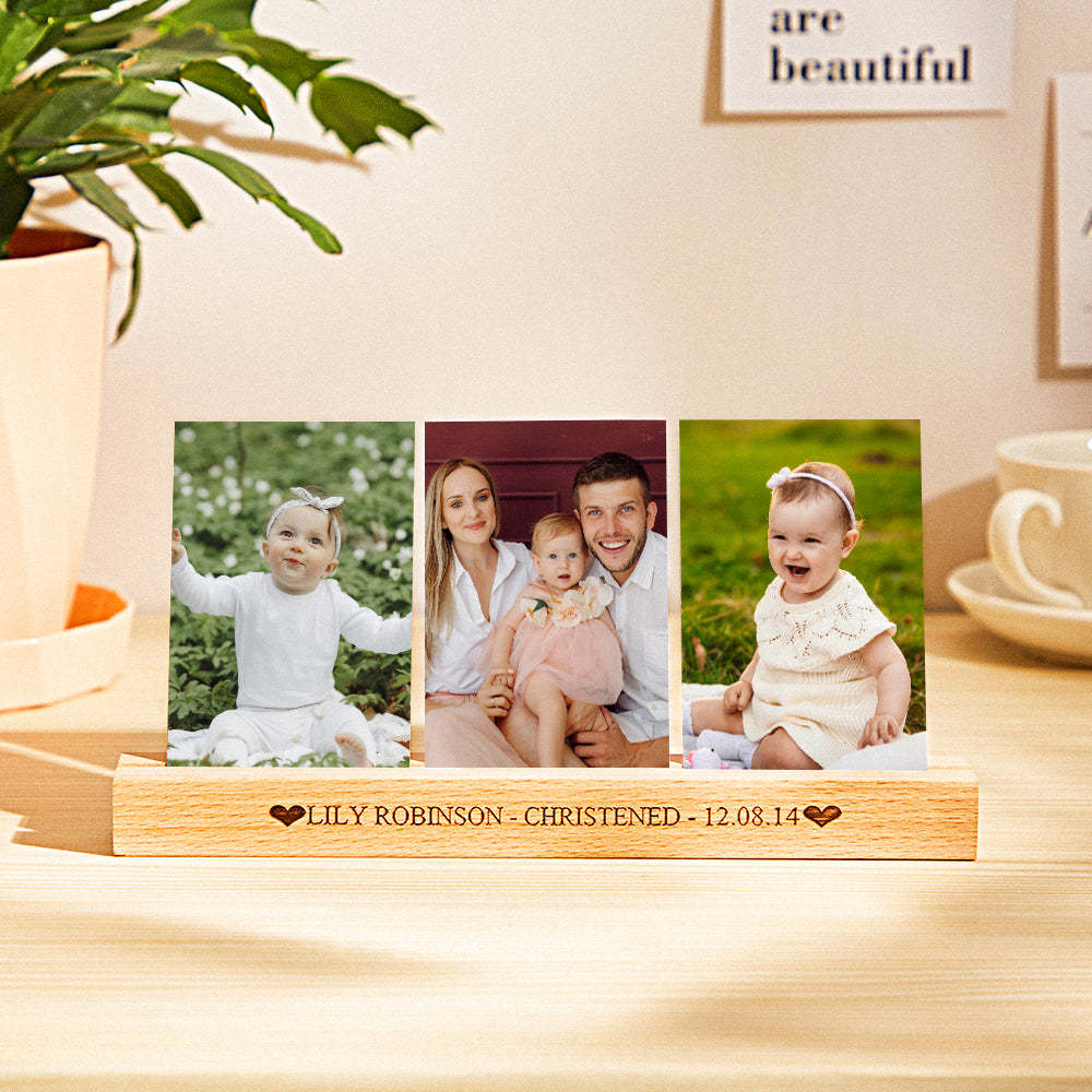 Custom Photo Engraved Ornaments Christening Heart Photo Block - myphotowalletau