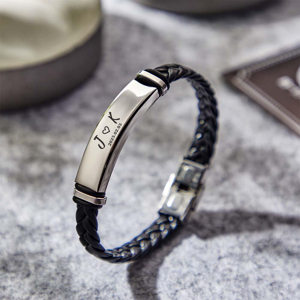 Gift for Him Men's Bracelet Personalized Initial Bracelet Engraved Bracelet - myphotowalletau
