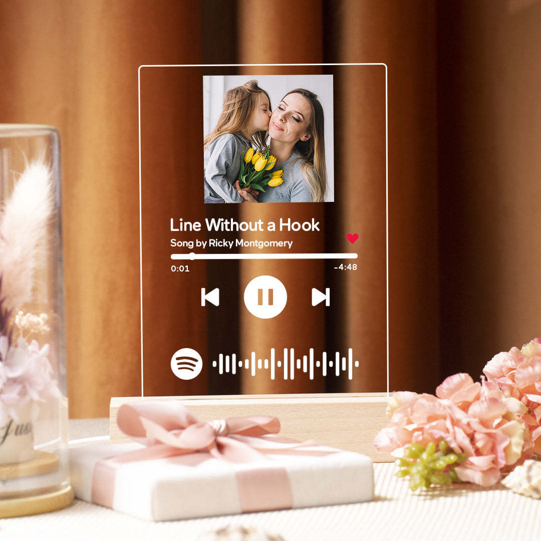 Gifts For Mum Custom Spotify Glass Photo Scannable Music Plaque Personalized Gift For Her