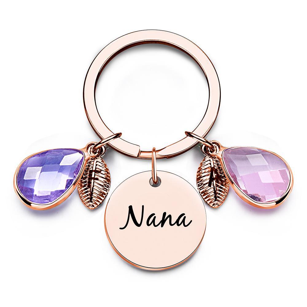 Custom Engraved Birthstone Keychain Leaf Delicate Gifts - myphotowalletau