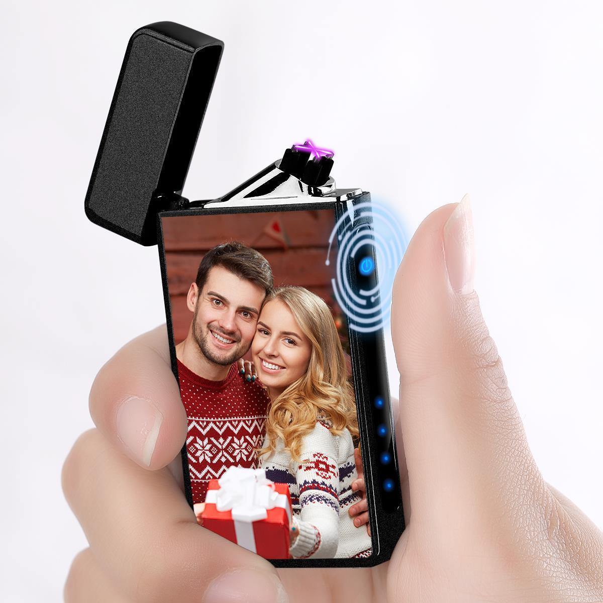 Custom Photo Engraved Lighter Color Printing | Electronic Cigarette Lighter | Scrub Black - MyPhotoWalletAU