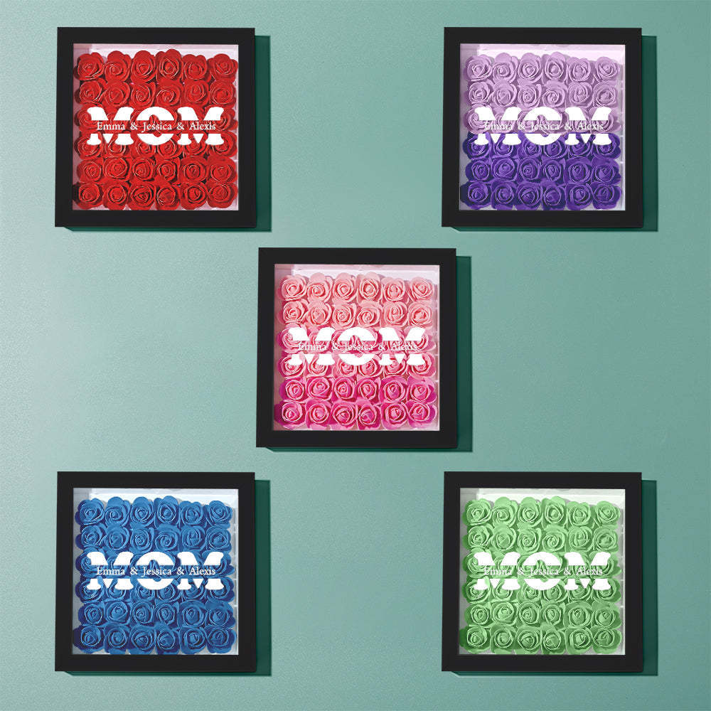 Custom Name Flower Shadow Box Frame Mother's Day Gift - myphotowalletau