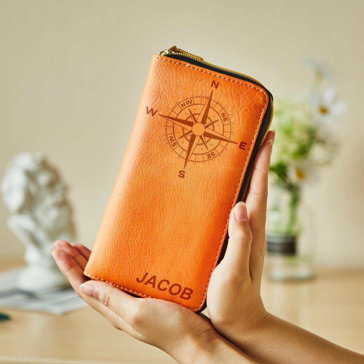 Custom Engraved Wallet Leather Passport Cover Travel Gifts for Man - myphotowalletau