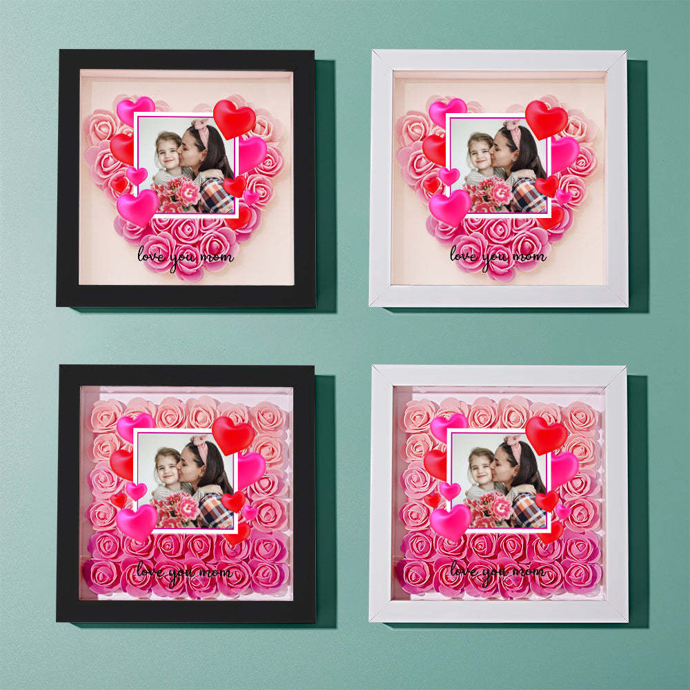 Custom Photo Flower Shadow Box Personalized Gradient Pink Flower Shadowbox Frame Gift for Mom - myphotowalletau