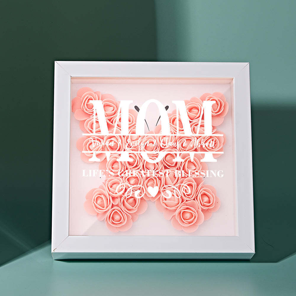 Custom Flower Shadow Box Personalized Name Flower Shadowbox Frame Mother's Day Gift - myphotowalletau