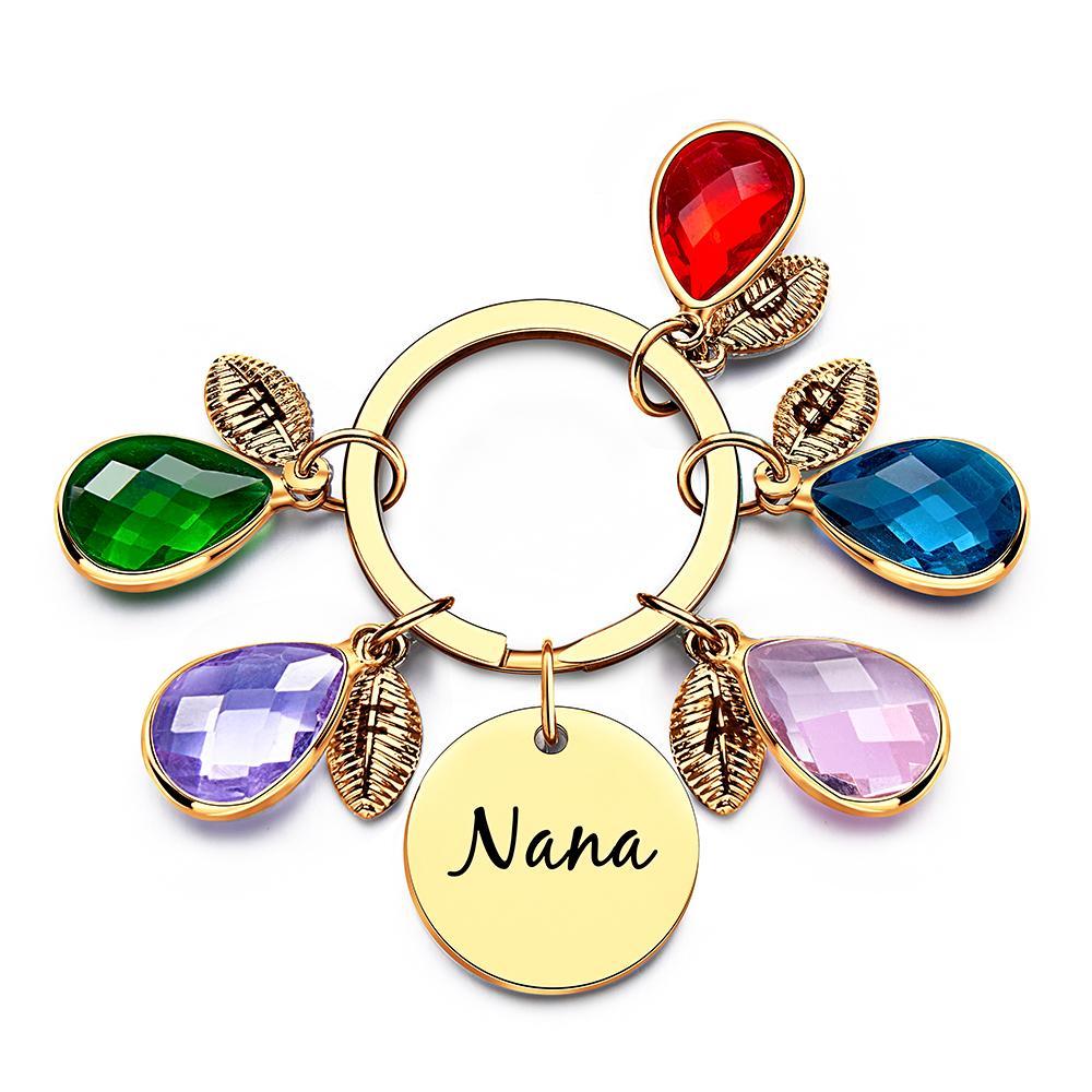 Custom Engraved Birthstone Keychain Leaf Delicate Gifts - myphotowalletau