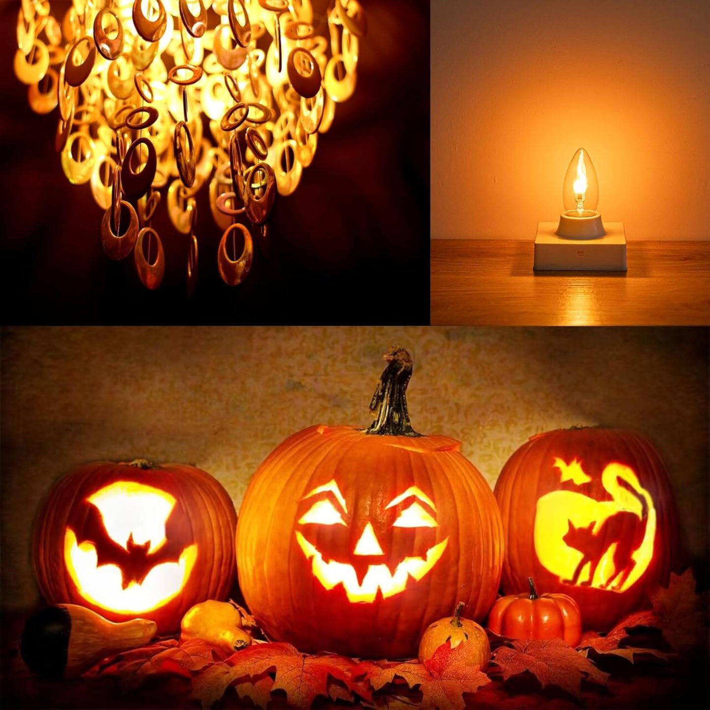 Flickering Flame Bulb E26 LED Fire Effect Light Bulbs, Flickering Light Bulbs for Halloween Christmas Holiday Decorations, Clear Glass, 4 Pack - 