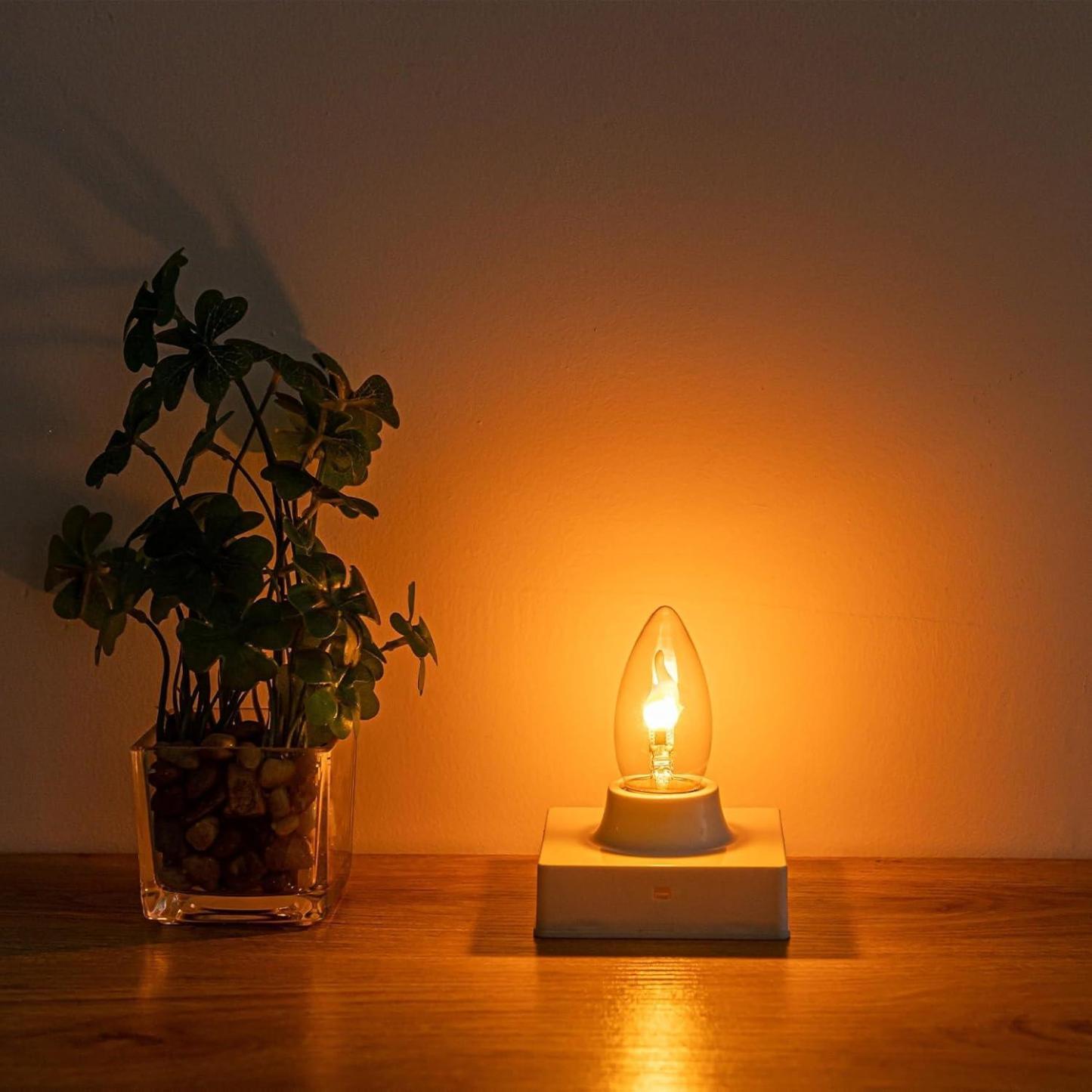 Flickering Flame Bulb E26 LED Fire Effect Light Bulbs, Flickering Light Bulbs for Halloween Christmas Holiday Decorations, Clear Glass, 4 Pack - 