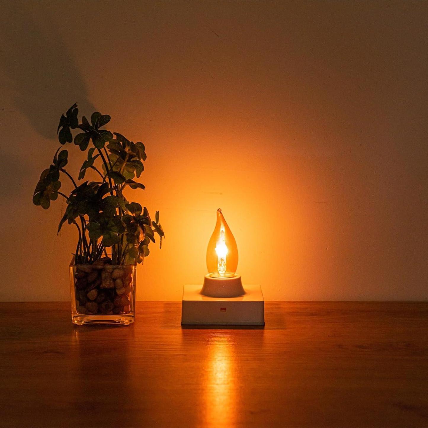 Flickering Flame Bulb E26 LED Fire Effect Light Bulbs, Flickering Light Bulbs for Halloween Christmas Holiday Decorations, Clear Glass, 4 Pack - 