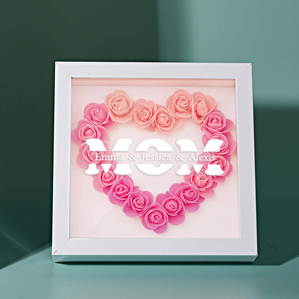 Custom Name Flower Shadow Box Frame Mother's Day Gift - myphotowalletau