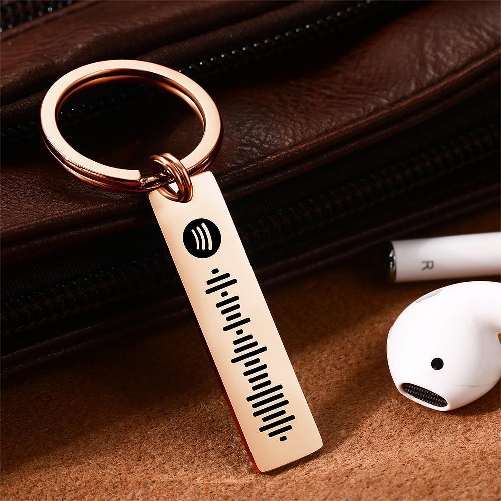 Custom Scannable Spotify Code Keychain Stainless Steel Black - MyPhotoWalletAU