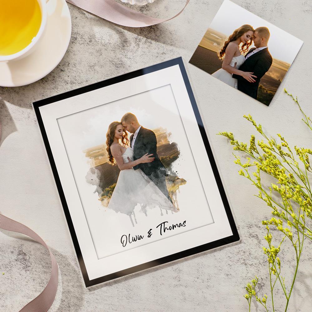 Watercolour Portrait Plaque Custom Photo Plaque Gifts for Her Wedding Gifts Personalized Artwork Home Decor - myphotowalletau