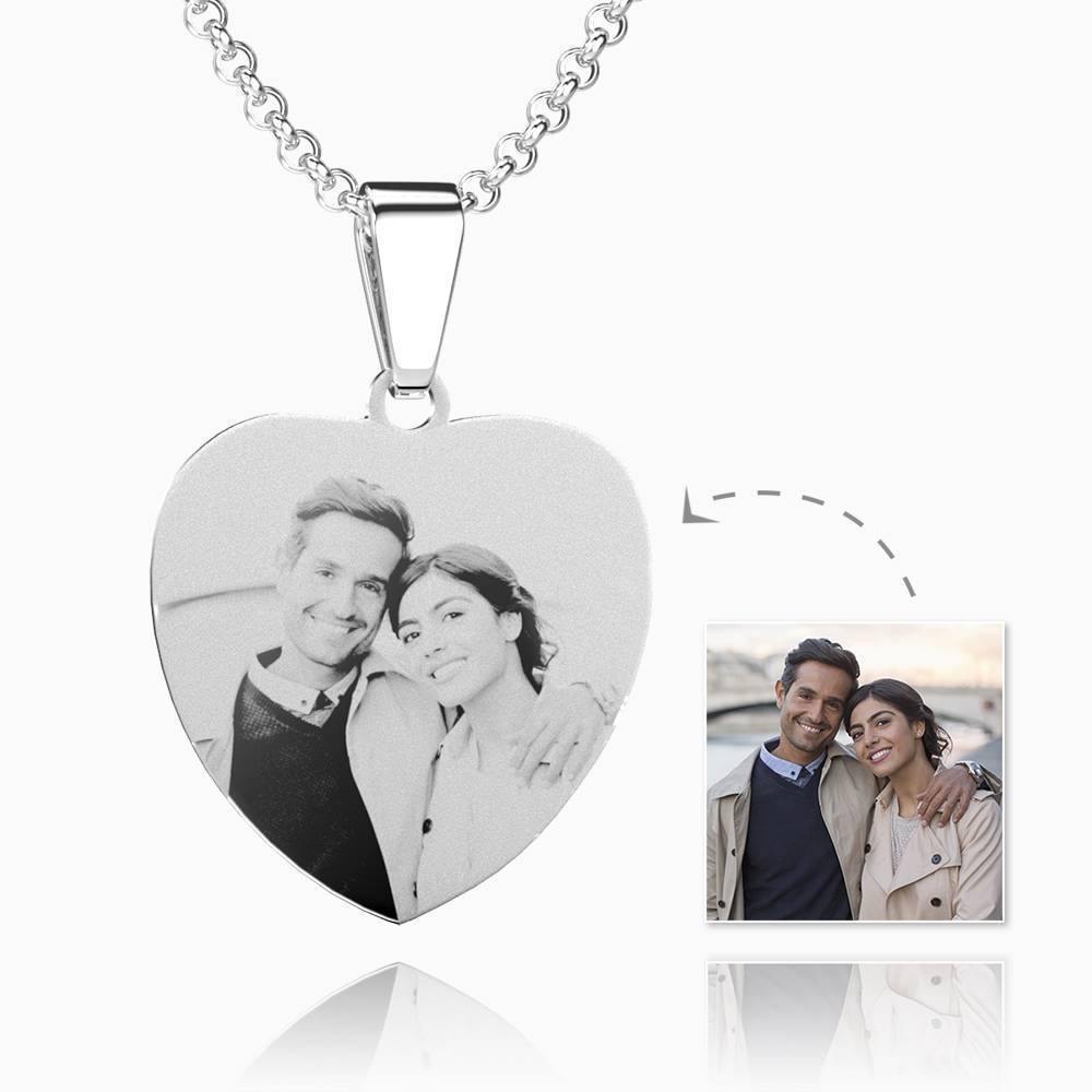 Women's Heart Photo Engraved Tag Necklace With Engraving Stainless Steel - MyPhotoWalletAU
