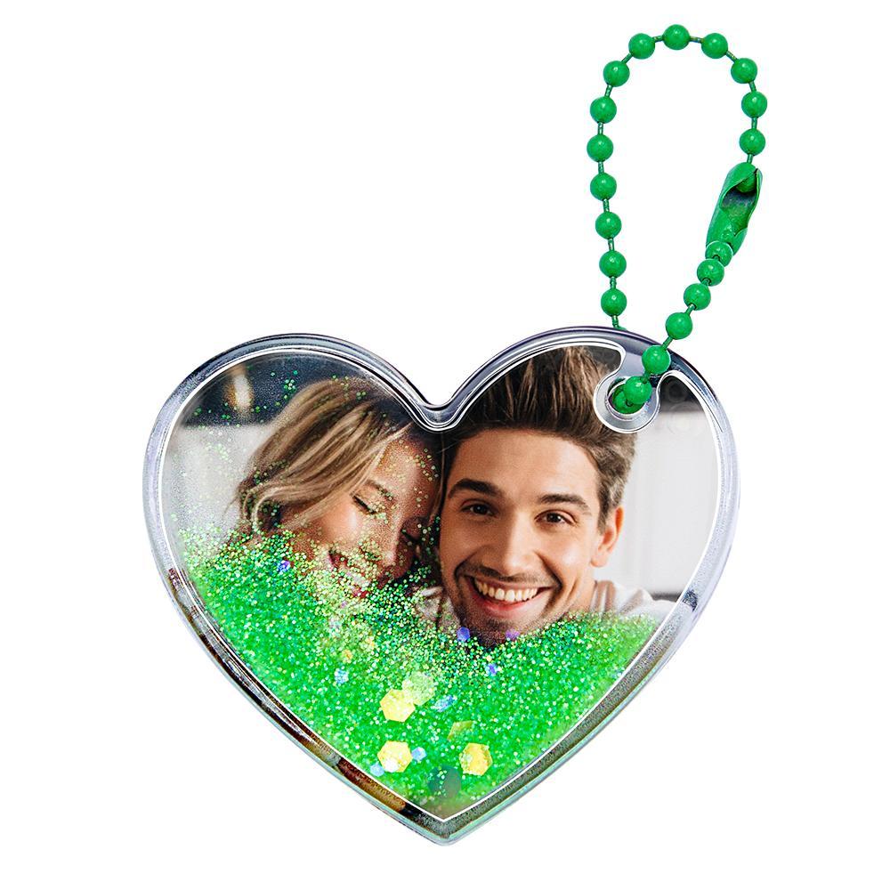 Custom Photo Keychain Heart Shape with Quicksand Gifts for Her - myphotowalletau