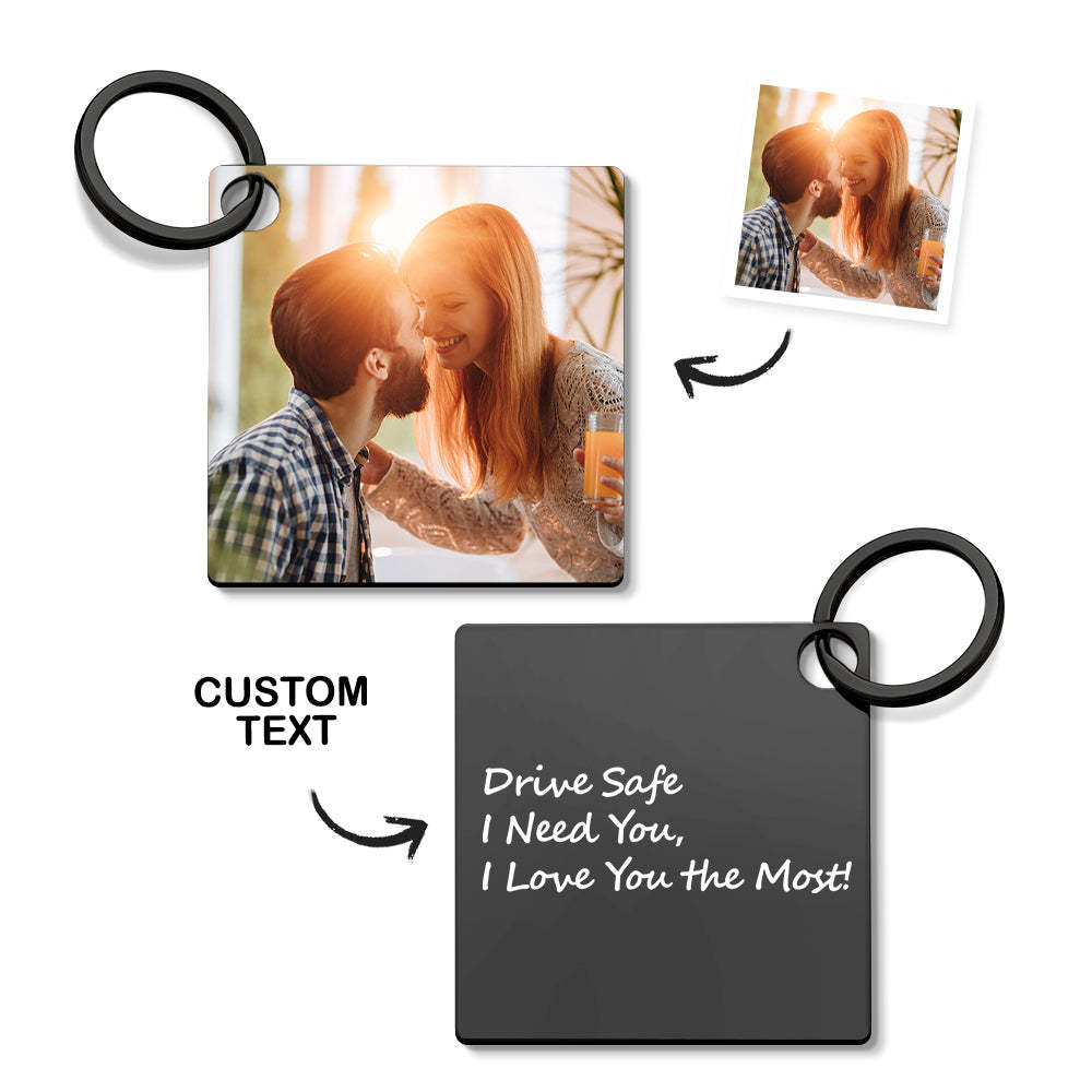 Gift for Him Custom Photo Keychain Drive Safe Keychain Metal Stainless Steel Keychain Photo Keyring - myphotowalletau