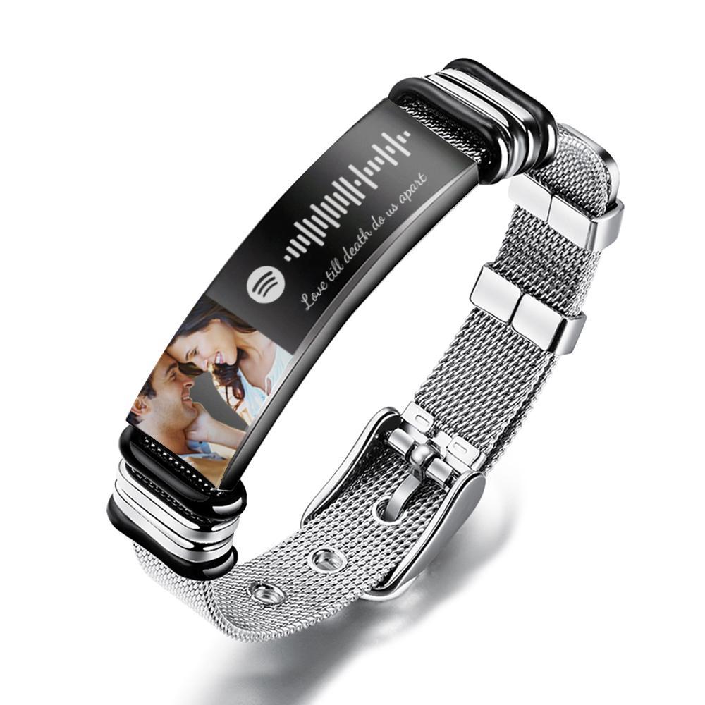 Gift for Him Photo Bracelet Spotify Code Bracelet Metal Bracelet Scannble Music Gift - myphotowalletau