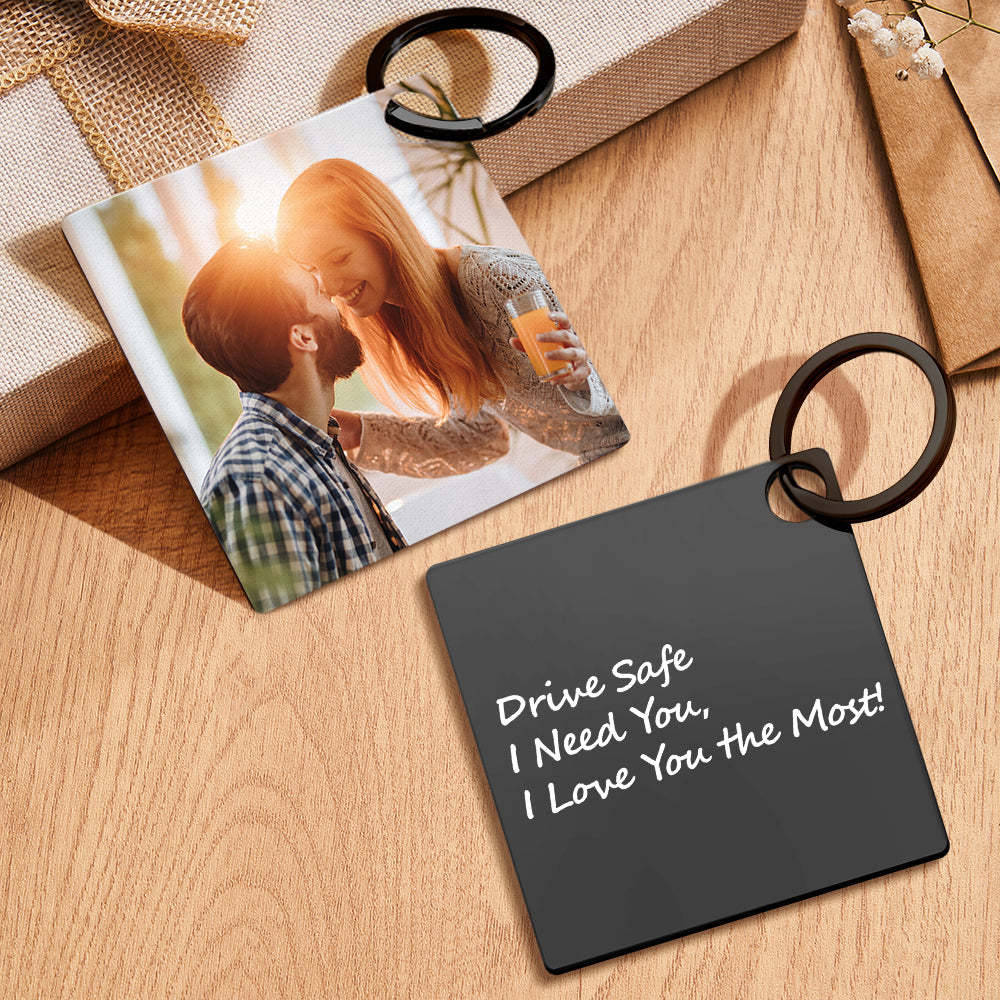 Gift for Him Custom Photo Keychain Drive Safe Keychain Metal Stainless Steel Keychain Photo Keyring - myphotowalletau
