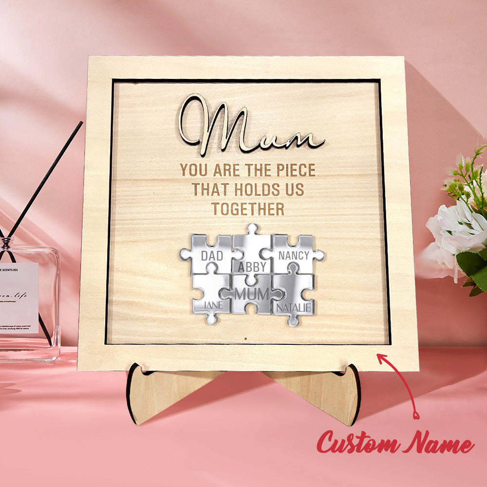 You Are the Piece That Holds Us Together Personalized Mum Puzzle Plaque Mother's Day Gift - myphotowalletau