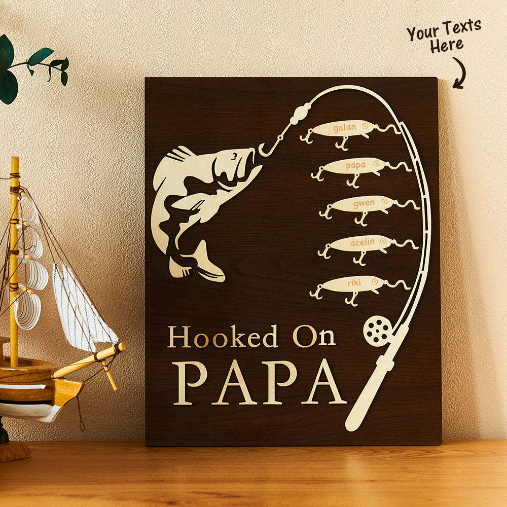 Custom Engraved Ornament Custom Name Fishing Trip Wooden Gifts for Dad - myphotowalletau