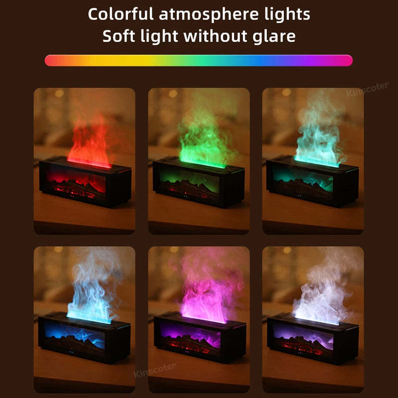 3D Fireplace aroma diffuser Flame Projector Lamp - Smart Aromatherapy Diffuser & Humidifier with Remote Control - 