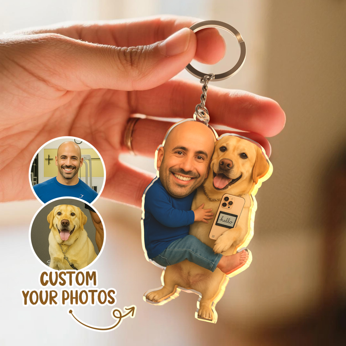 Personalized "Me & My Pet" Acrylic Keychain Funny Custom Gift - 