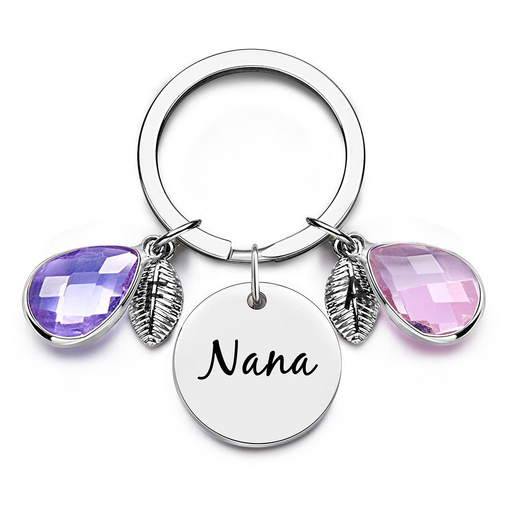 Custom Engraved Birthstone Keychain Leaf Delicate Gifts - myphotowalletau