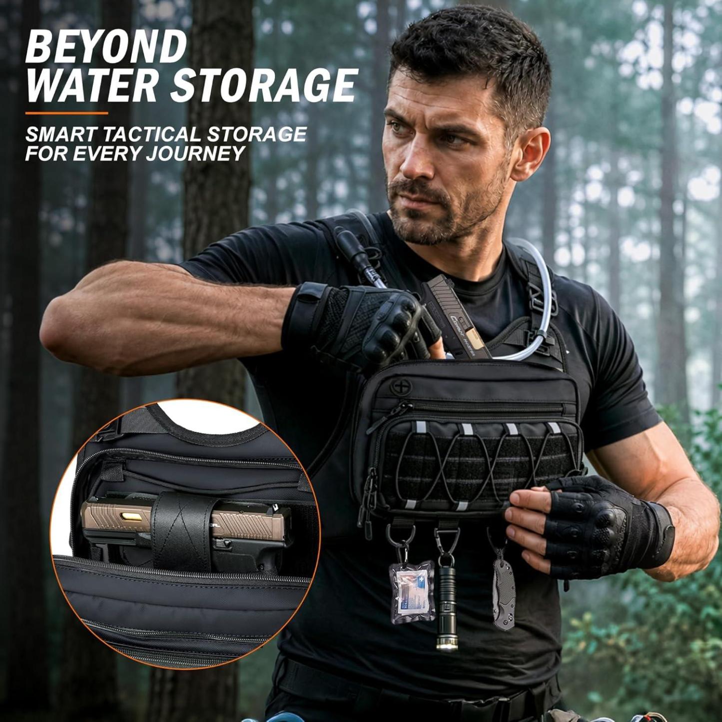 Running Vest for Men with 2L Water Bladder Tactical Hydration Backpack Adjustable Lightweight Chest Pack for Marathon Hunting Cycling