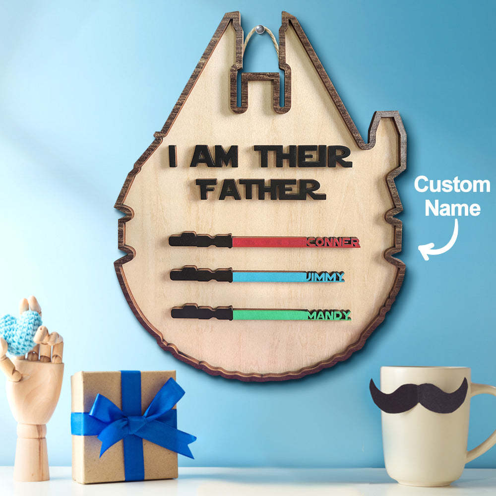 Personalized Lightsaber Plaque I Am Their Father Wooden Sign Father's Day Gift - myphotowalletau
