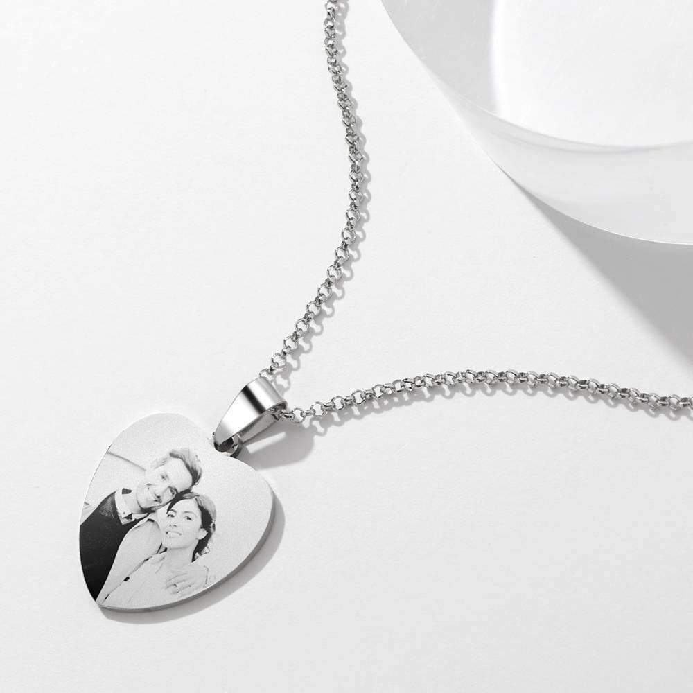 Women's Heart Photo Engraved Tag Necklace With Engraving Stainless Steel - MyPhotoWalletAU
