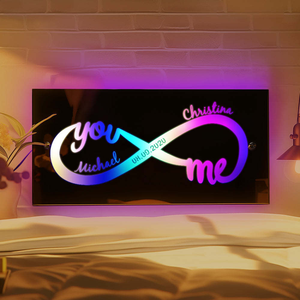 Personalized Name Mirror Light Infinity Love Gift for Couple - myphotowalletau