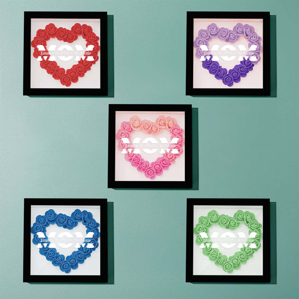 Custom Name Flower Shadow Box Frame Mother's Day Gift - myphotowalletau
