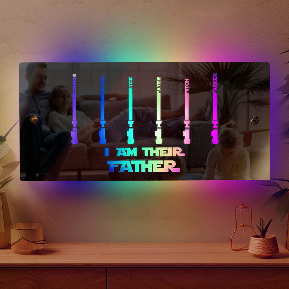 Personalized I Am Their Father Mirror Light Custom Name Light Up Mirror Father's Day Gifts - myphotowalletau