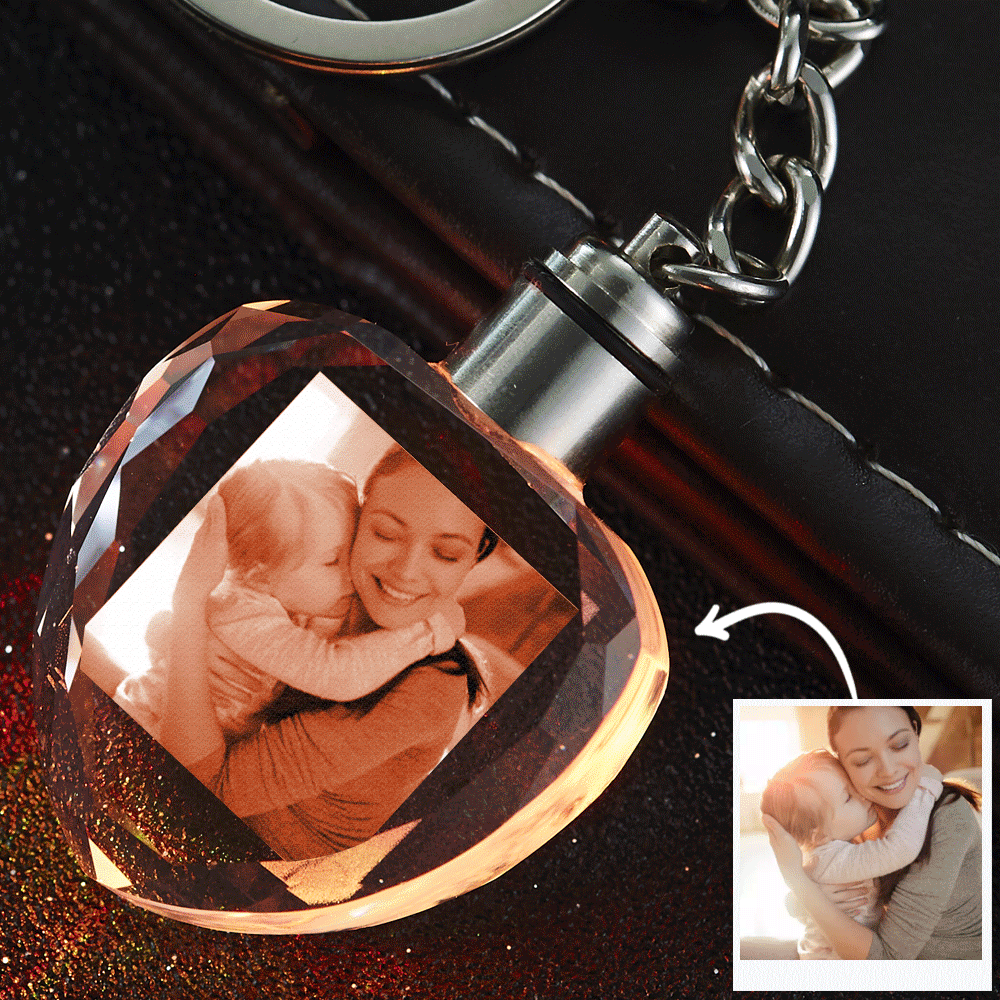 Custom Photo Crystal Keychain Heart Shape | Gifts For Mom - MyPhotoWalletAU
