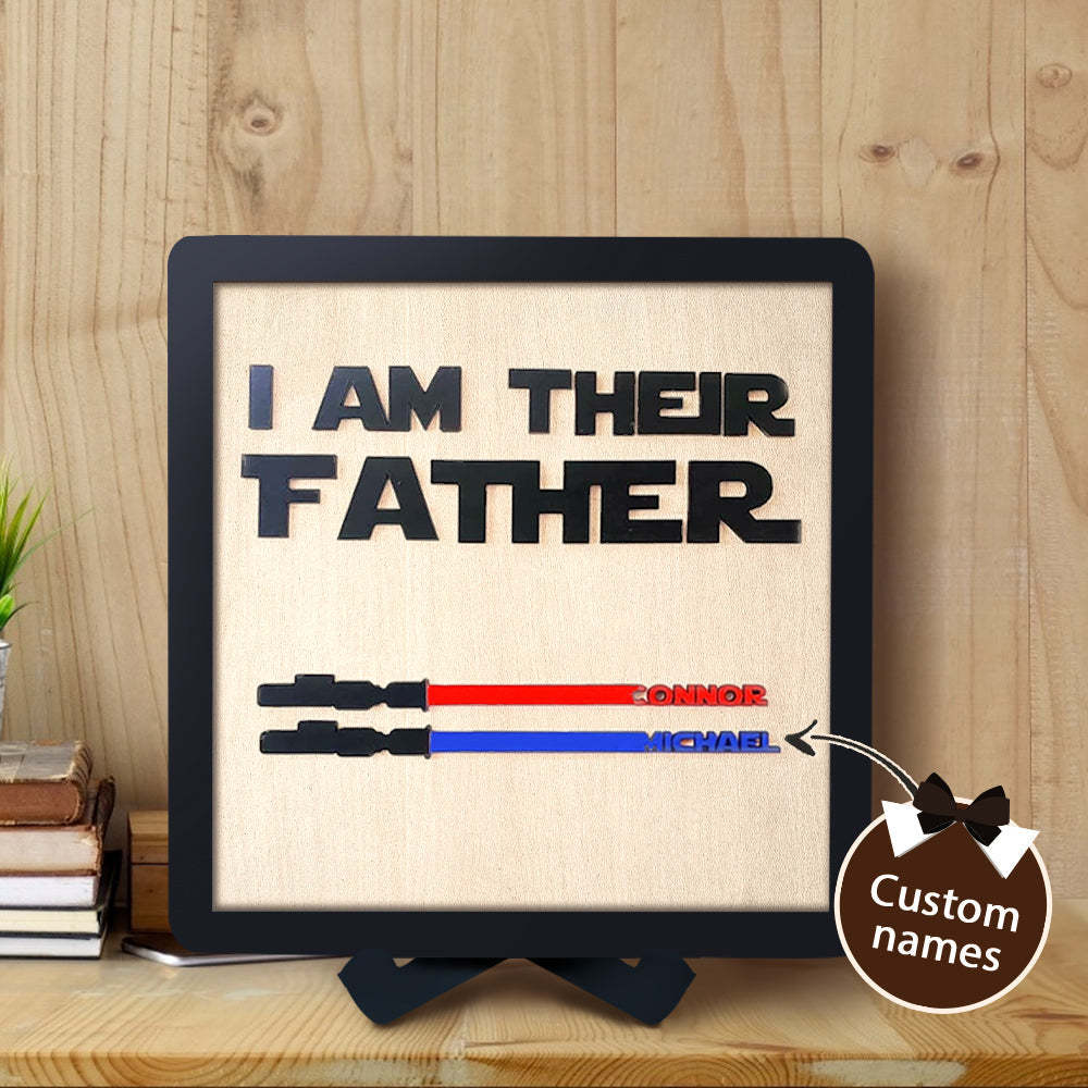 Personalized Lightsaber I Am Their Father Wooden Sign Father's Day Gifts - myphotowalletau