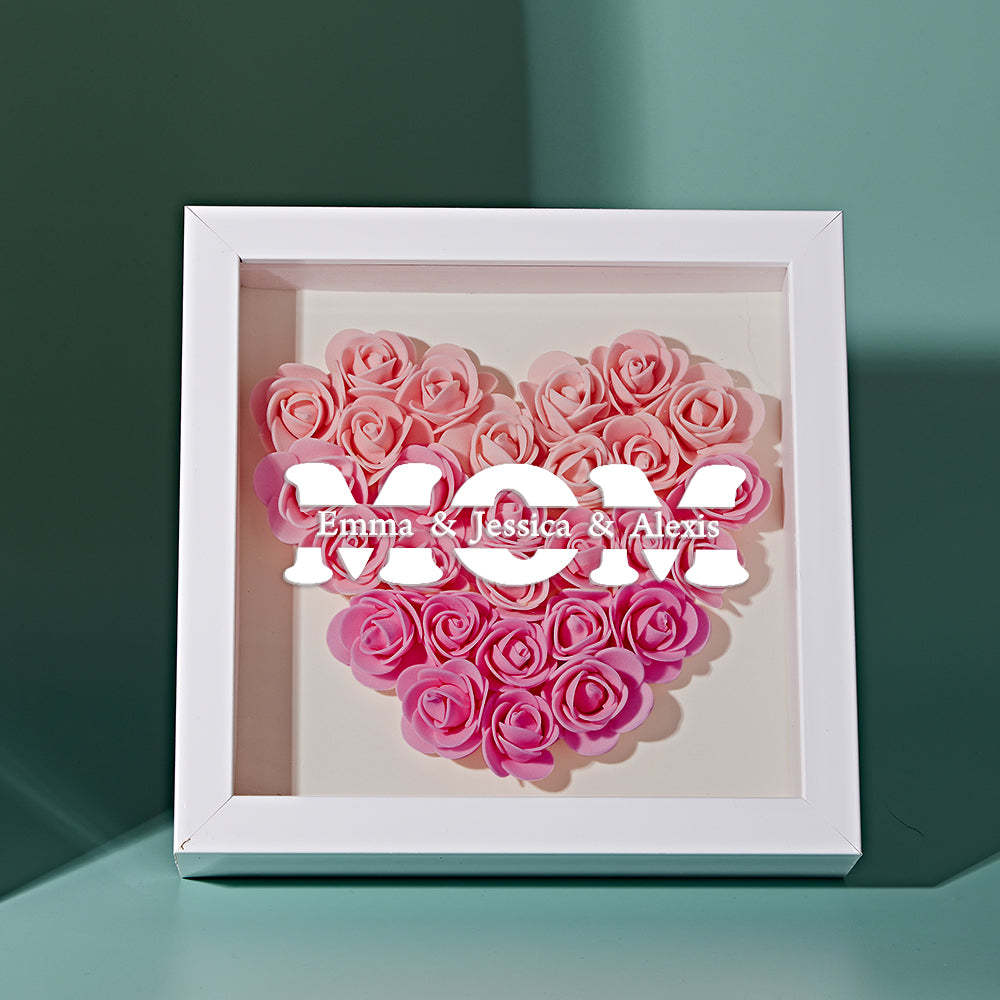 Custom Name Flower Shadow Box Frame Mother's Day Gift - myphotowalletau