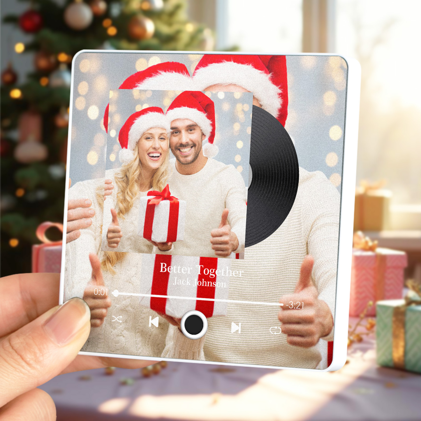 Customized Album Fridge Magnet Personalized Music Fridge Magnet Can Play Songs Christmas Gift - 