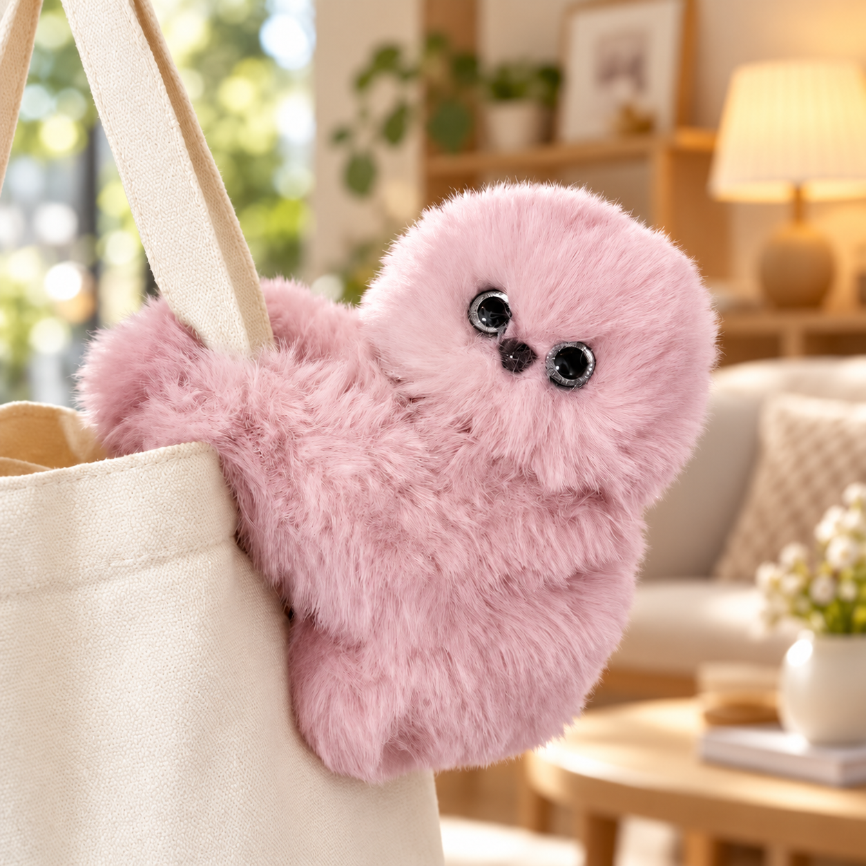 Interactive Head-Shaking Plush Owl Bag Charm - Talking & Musical Fluffy Bag Pendant | Holiday Gift Idea - 
