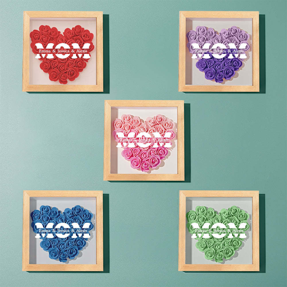 Custom Name Flower Shadow Box Frame Mother's Day Gift - myphotowalletau