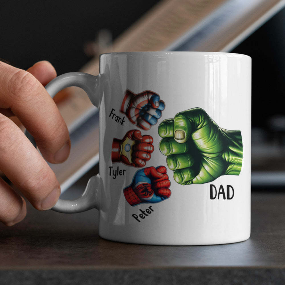 Father's Day Gifts Custom Names Personalised Hero Fists Printed Mug Best Dad Ever