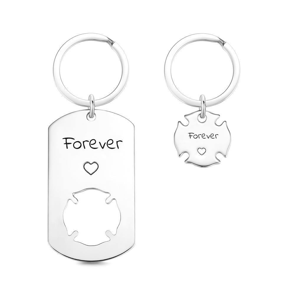 Custom Engraved Couple Keychain Set - Clover Dog Tag - MyPhotoWalletAU