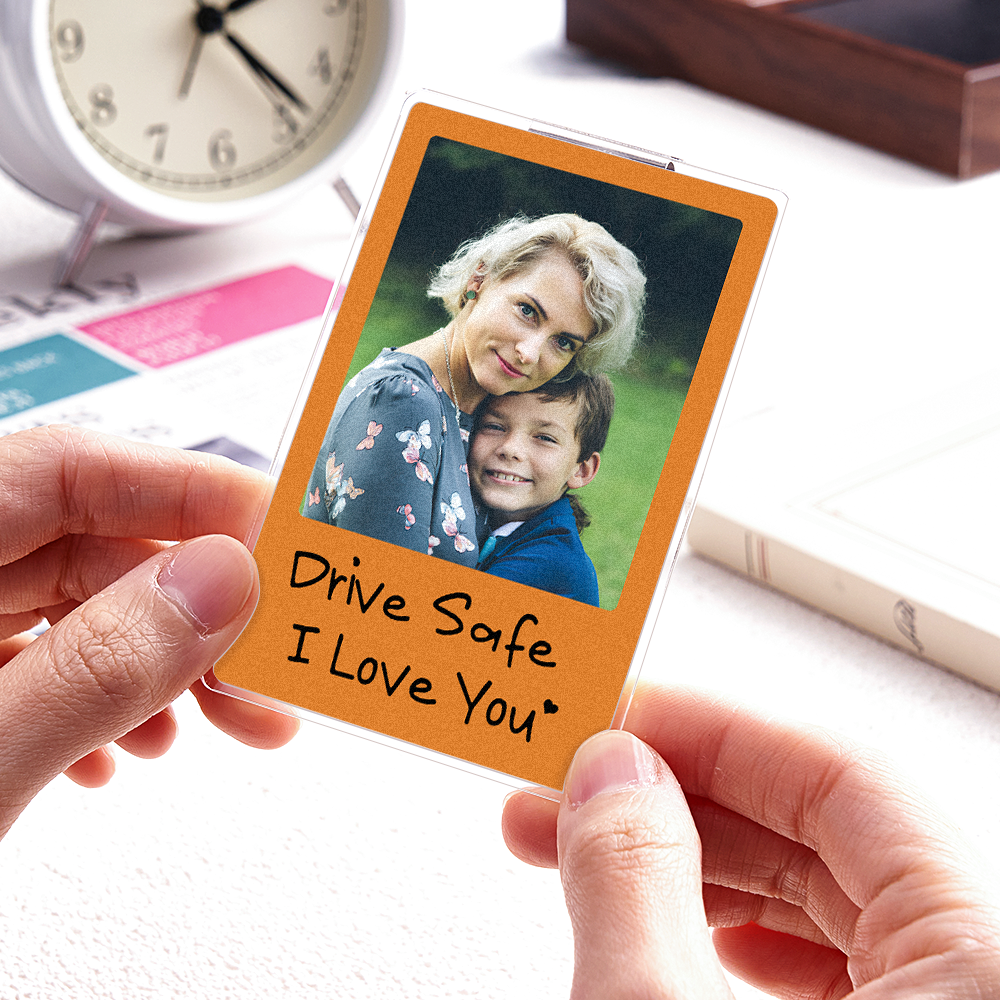 Father's Day Gifts - Drive safe I Love You - Photo Car Visor Clip, Personalized Photo Car Decoration, Polaroid Photo for Car, Gifts for dad, Presents for fathers, Gifts for your father, Gift items for dad, Gift for him - Personalized Photo Car Visor Clip - 