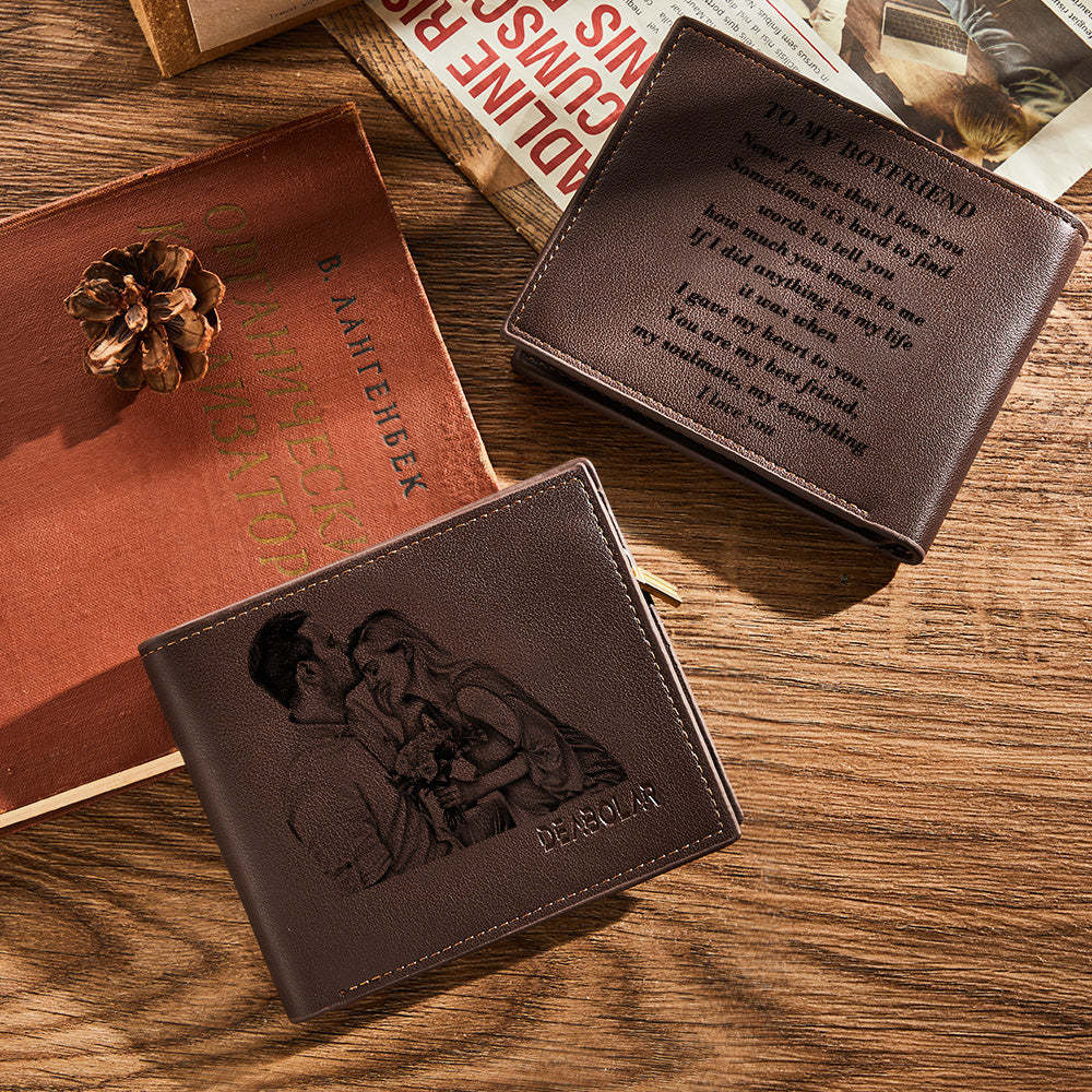 Gifts for Him To My Man Love Personalized Photo Wallet Leather Wallet Engraved Wallet Boyfriend Husband