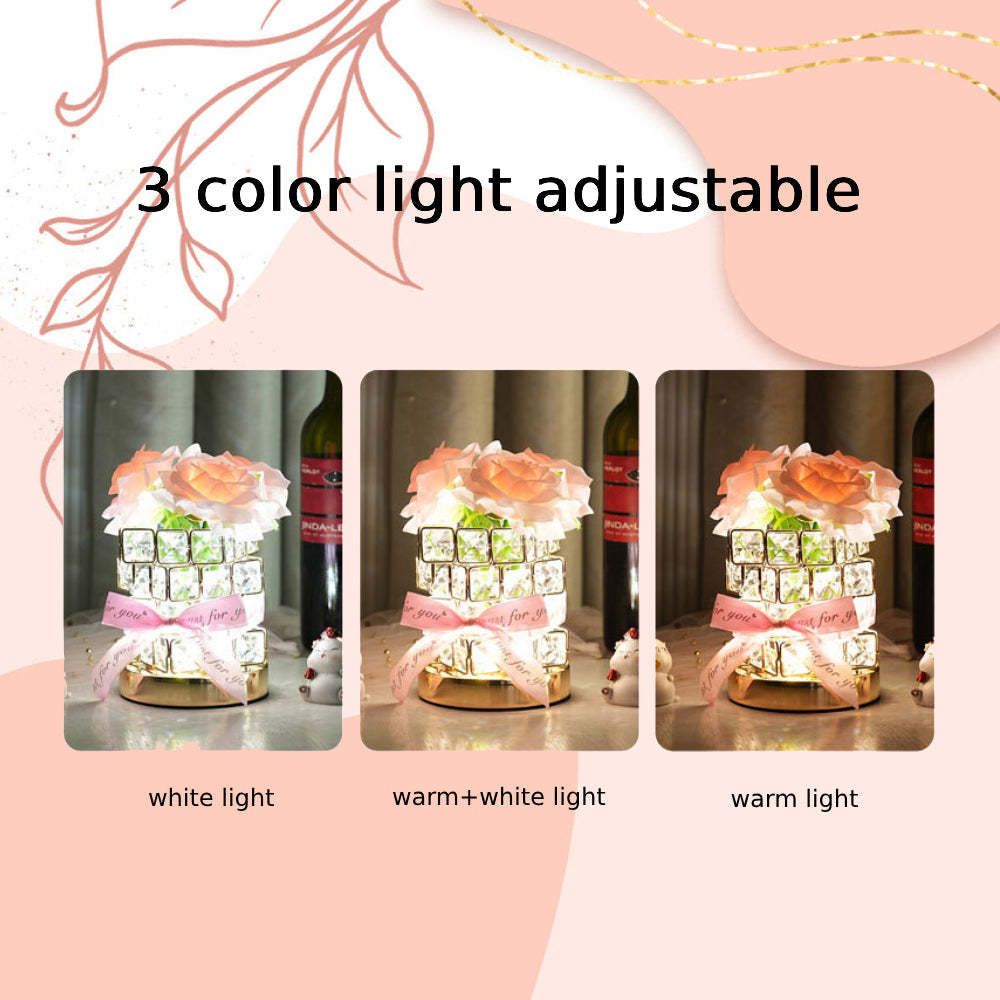 Romantic Rose Night Light Cube Flower Lamp Gifts for Lover - myphotowalletau