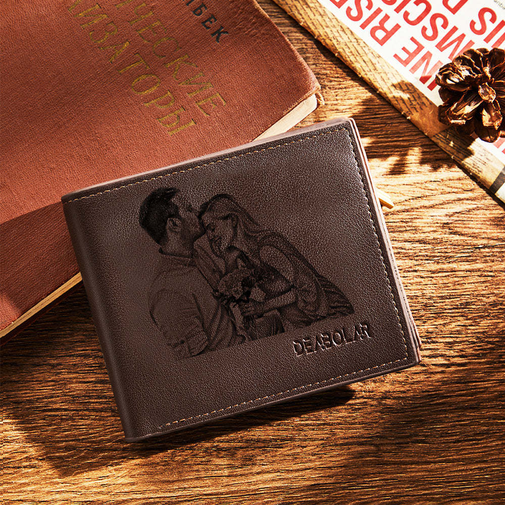 Gifts for Him To My Man Love Personalized Photo Wallet Leather Wallet Engraved Wallet Boyfriend Husband