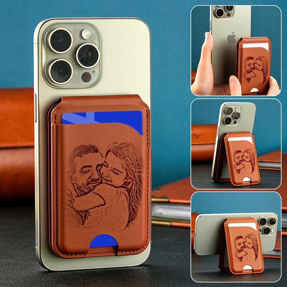 New Rotating Magnetic Wallet Stand – Multi-Card Holder with Secure Snap-On Design - 