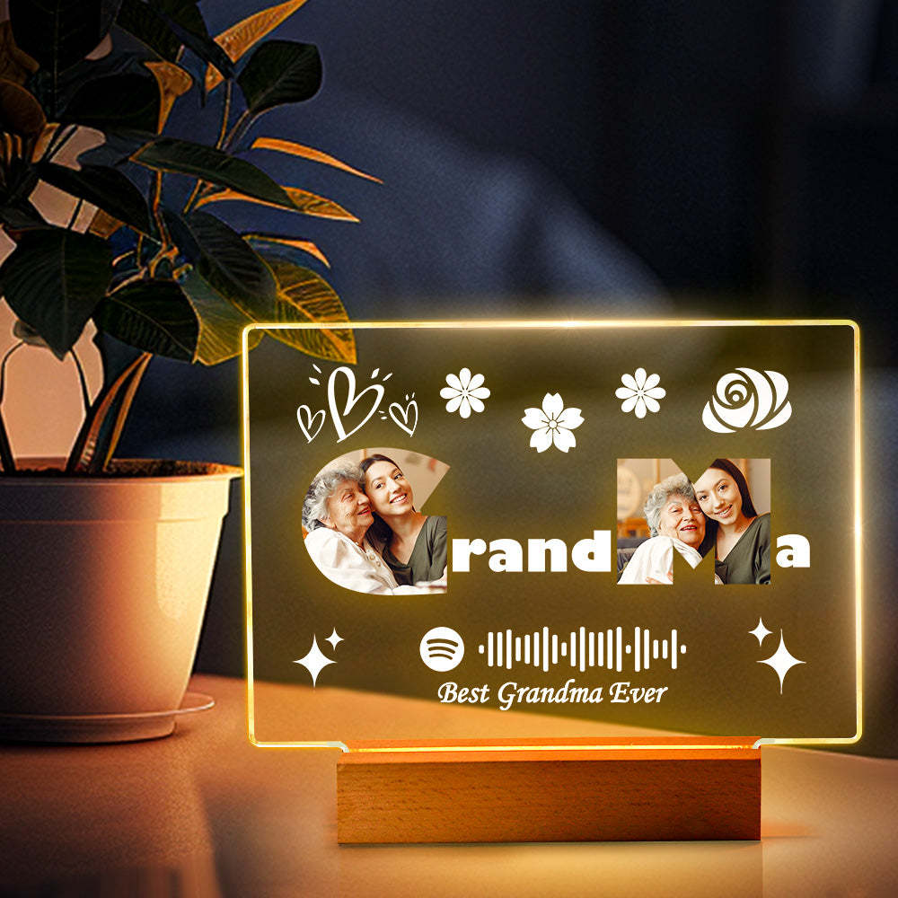 Custom Mother's Day Night Light Spotify Night Light Custom Night Light For Grandma - myphotowalletau