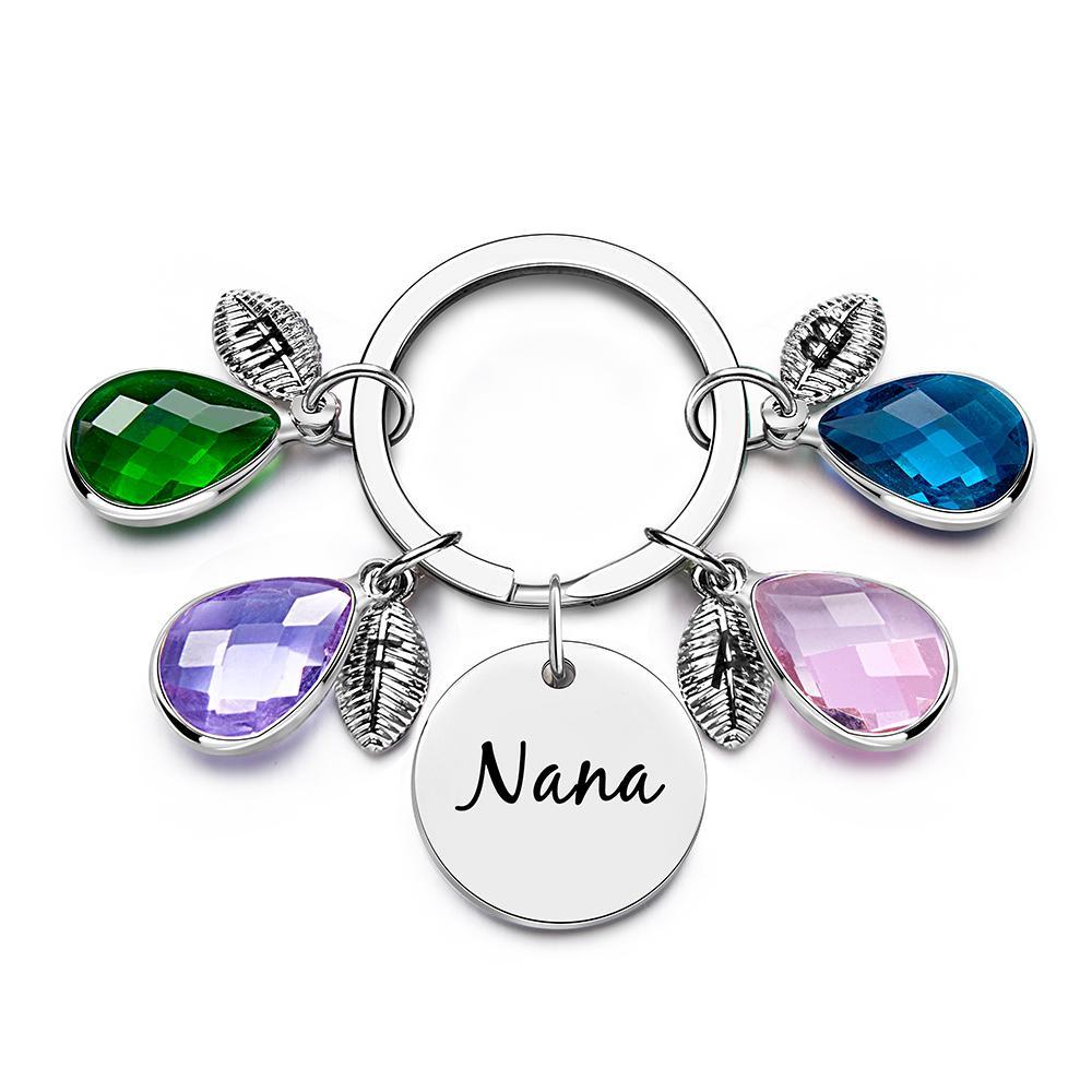 Custom Engraved Birthstone Keychain Leaf Delicate Gifts - myphotowalletau